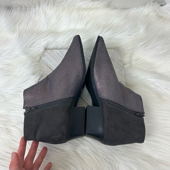 Qupid Faux Leather Grey Purple Shimmer Ankle Boots Size 10 - Picture 9 of 10